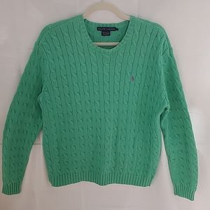 Ralph Lauren Green Cableknit Sweater Size L
